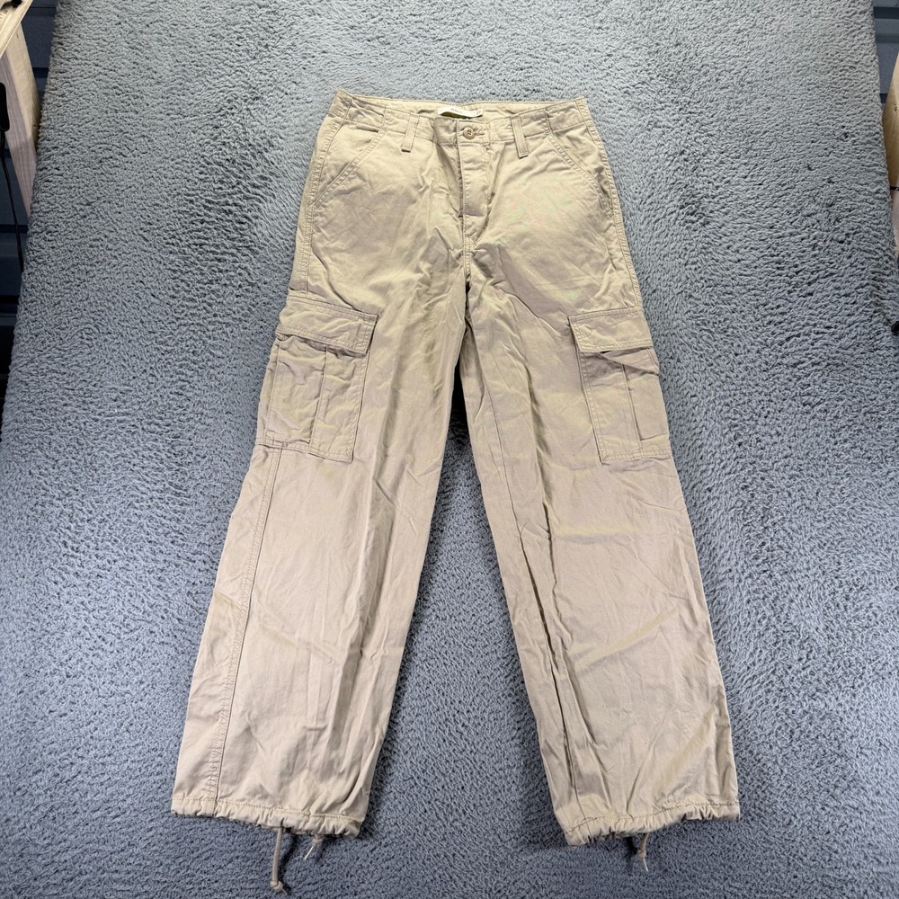 Levi's 94 Pant Women's 27x30 Beige Cotton Cargo Straight Workwear Utility Baggy